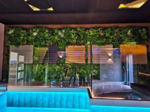 High quality artificial green wall panels for a business entrance
