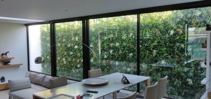 artificial living wall with wild tropics green wall panels