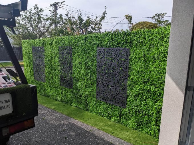 Artificial Boxwood Hedge Panels Installed