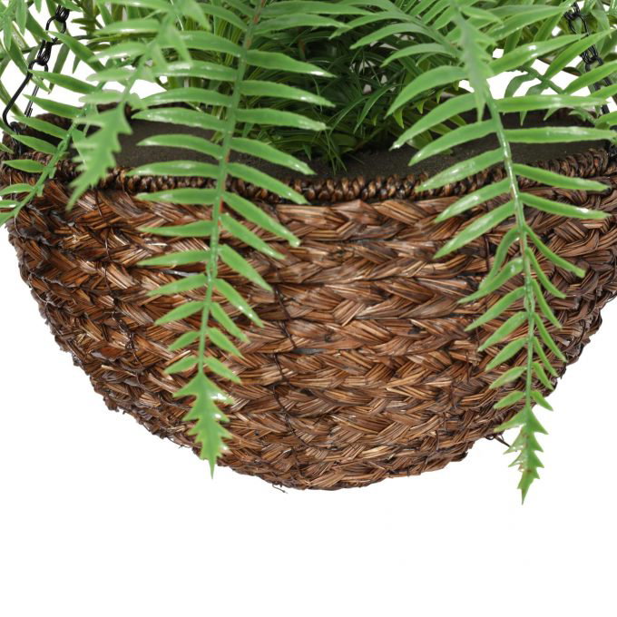 Large artificial hanging basket fern - fern view and basket