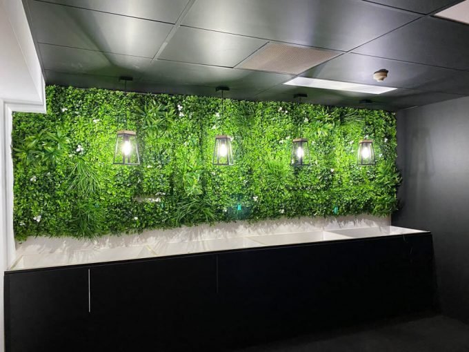 modern interior design for an office wall with green walls