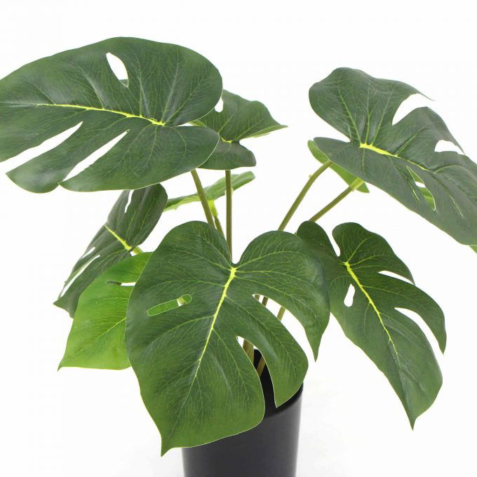 Leaves Potted Potted Artificial Split Philodendron Plant with Real Touch Leaves 40cm