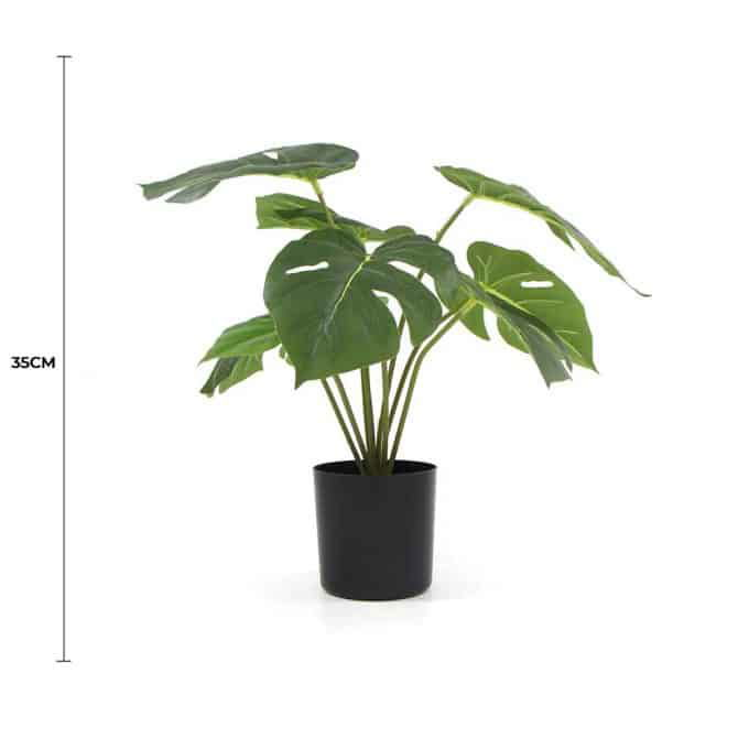 Potted Artificial Monstera Split Philodendron Plant with Real Touch Leaves 35cm