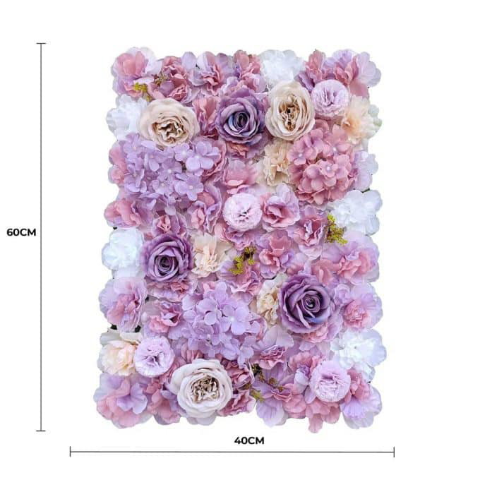 Artificial Flower Wall Backdrop Panel 40cm x 60cm Mixed Pink & White Flowers