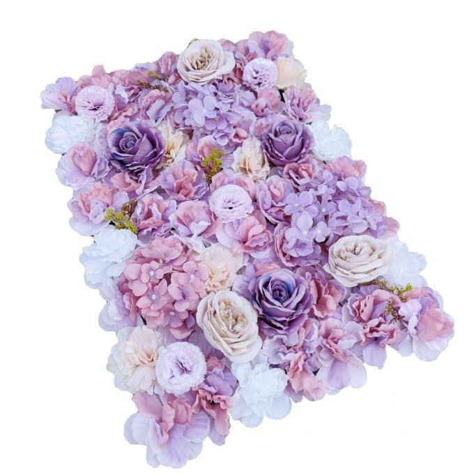 Side View Side view Backing Mixed Faux Flowers Pink and White Artificial Flower Wall Panel