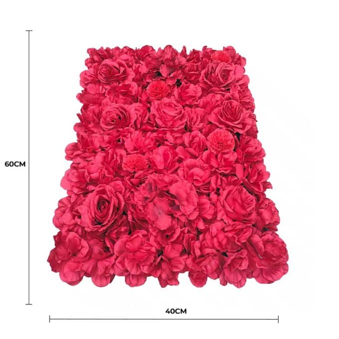 Artificial Flower Wall Backdrop Panel 40cm x 60cm Romantic Red