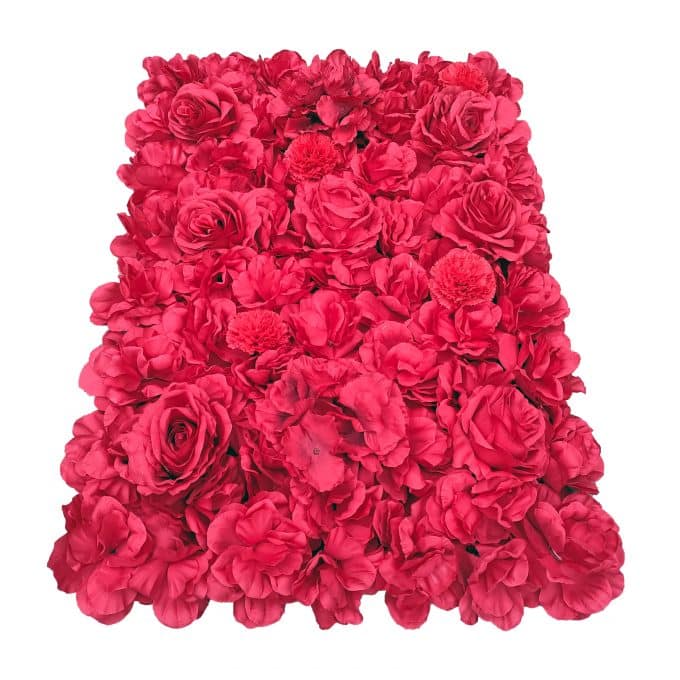 Artificial Flower Wall Red Romantic Red Faux Flower Wall Side View