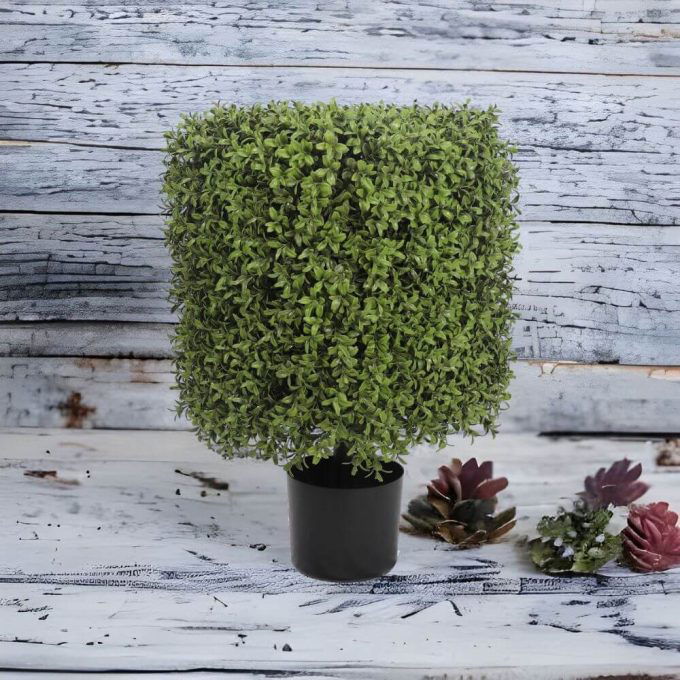 Square Artificial Boxwood Topiary Plant