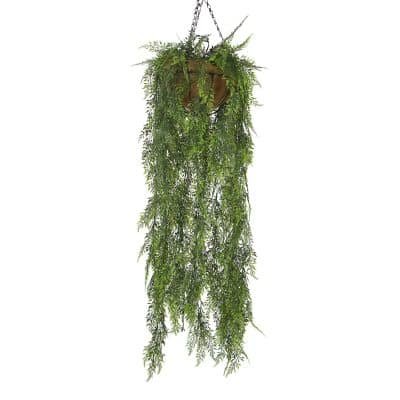 Nearly Natural Hanging Fern Basket with faux Moss Evergreen Appearance