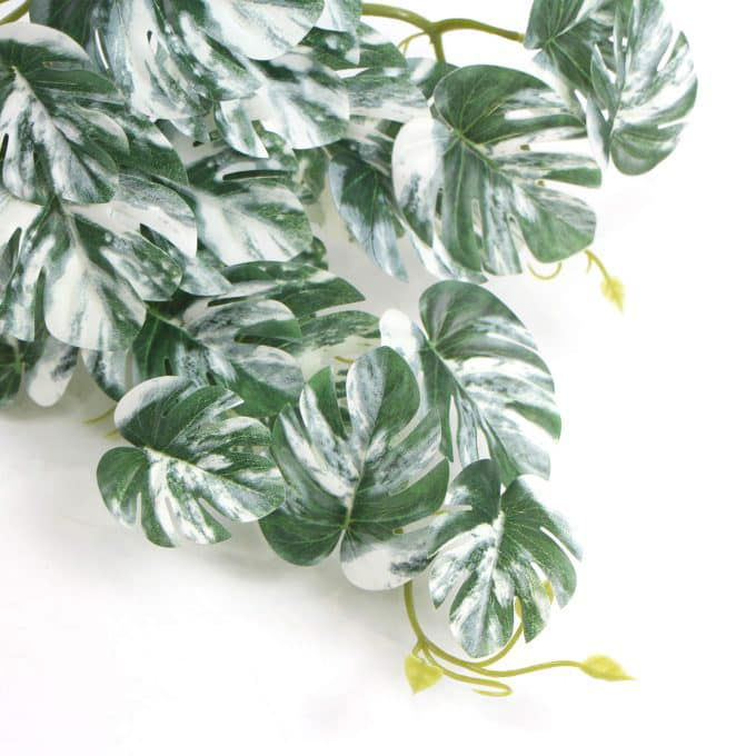 White and Green Faux Philodendron Plant