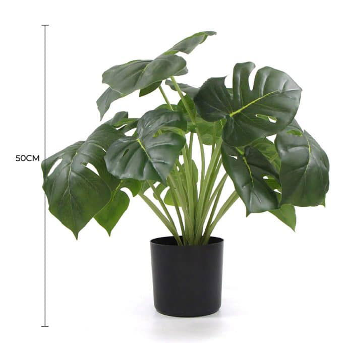 Dense Potted Artificial Monstera Deliciosa Plant With Real Touch Leaves 50cm