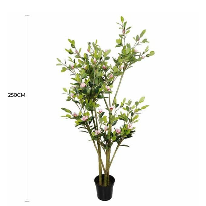 Faux Flowering Pink Magnolia Tree With Pot 250cm