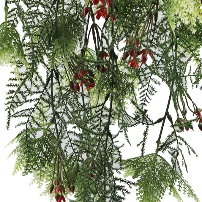 Artificial Christmas Myrtle and Red Berry Bush Foliage 76cm Close up of Faux Holly Flowers