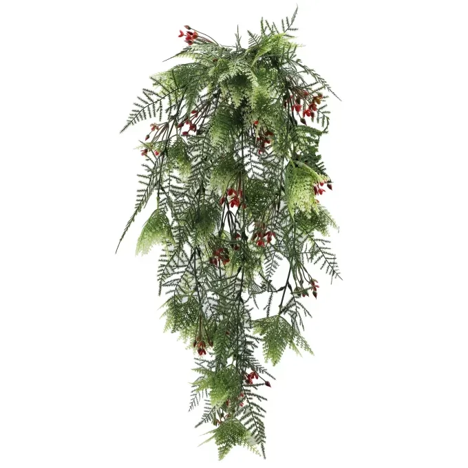 Artificial Christmas Myrtle and Red Berry Bush Foliage 76cm Faux Christmas Plant