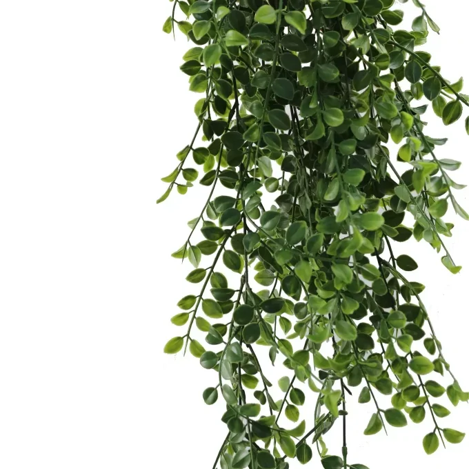 Hanging Artificial Pearls Mixed Green Hanging Leaves Side View
