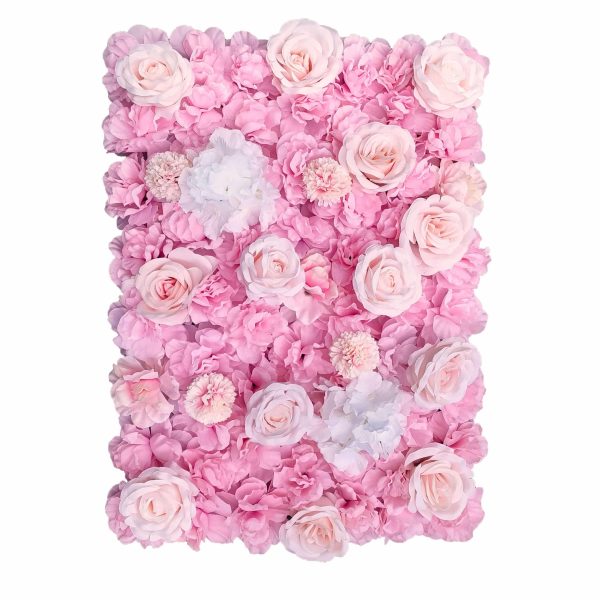 Artificial Flower Wall Backdrop Panel 40cm x 60cm Mixed White & Cream & Pink Flowers