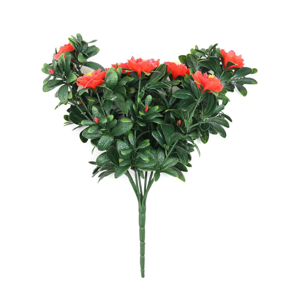 Artificial Rose Stem with Red Flowers UV Resistant and Outdoor Proof