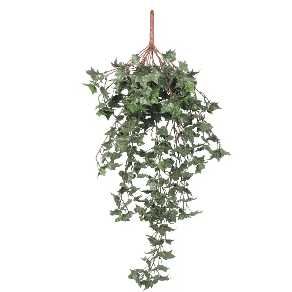 Full view of 80cm (31.5 inches) artificial UV resistant hanging ivy plant with cascading green foliage