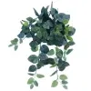 Full view of artificial hanging plant with cascading veined leaves, perfect for adding natural beauty to interiors