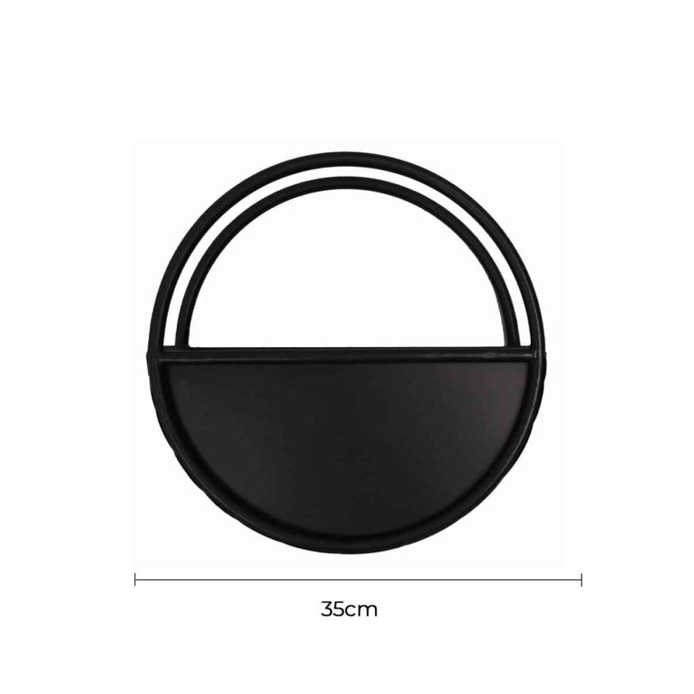 Premium Floating Half Moon Semi Circle Metal Wall Planter Onyx Black 35cm