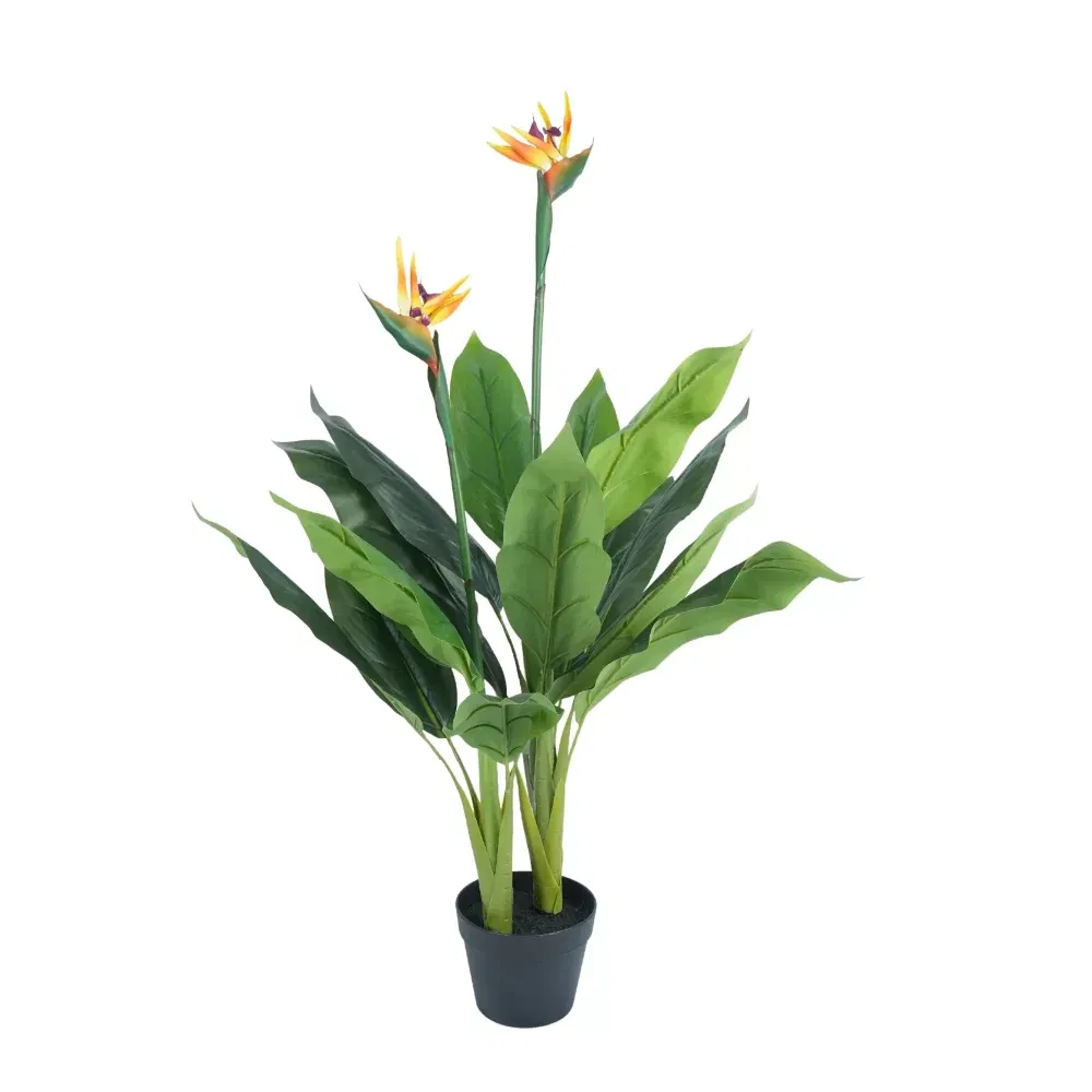 artificial bird of paradise plant leaves closeup
