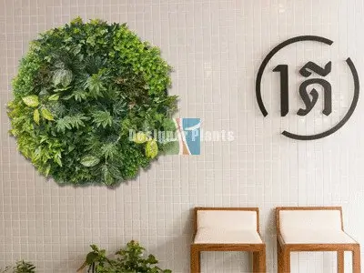 interior design trend in 2018 green art wall disks