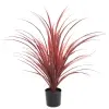 Artificial Potted Grass Plant Yucca Burgundy Plant Side View