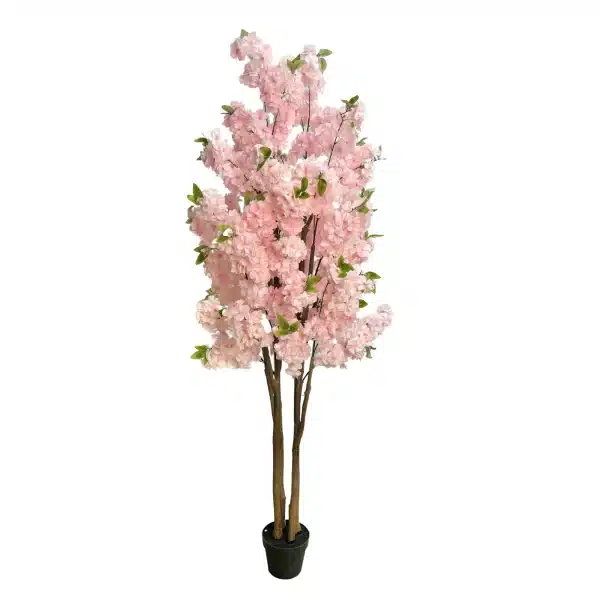 Pink Flowering Artificial Cherry Blossom Tree with Pink Petals.webp