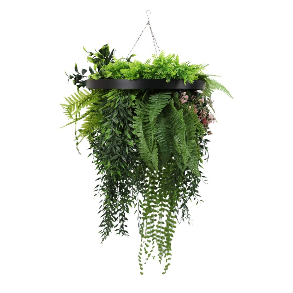 Black Artificial Hanging Green Wall Disc 40cm UV Resistant (1)