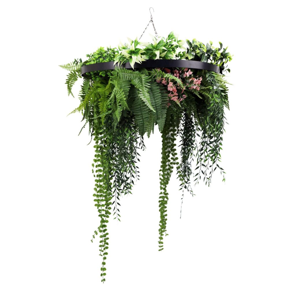 Black Artificial Hanging Green Wall Disc 60cm UV Resistant (1)