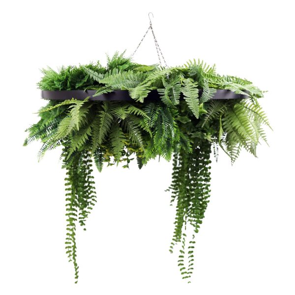 Black Artificial Hanging Green Wall Disc 80cm UV Resistant