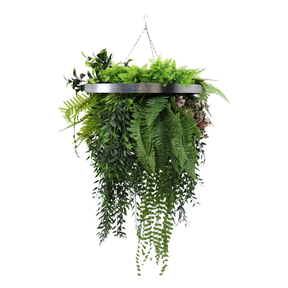 Silver Artificial Hanging Green Wall Disc 40cm UV Resistant (1)