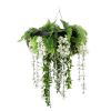 Silver Framed Roof Hanging Disc With Tropical Foliage Mix and Draping Stems 60cm UV Resistant Faux Foliage (2) (1)