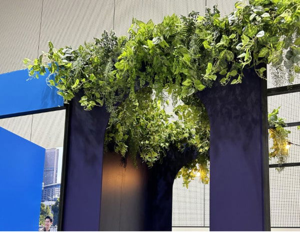 decorating event entrance with silk hanging garlands