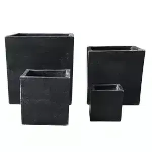 Modern Black Terrazzo Square Planters (Set of 4) Bulk Set Savings