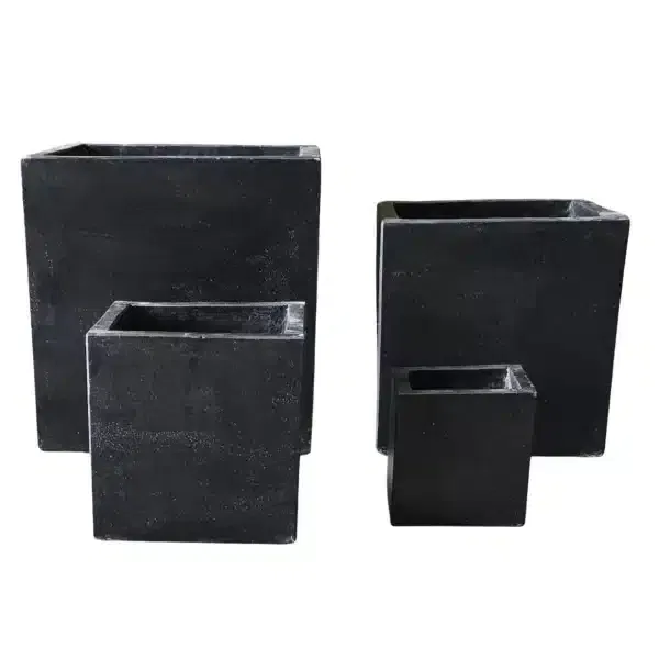 Modern Black Terrazzo Square Planters (Set of 4) Bulk Set Savings