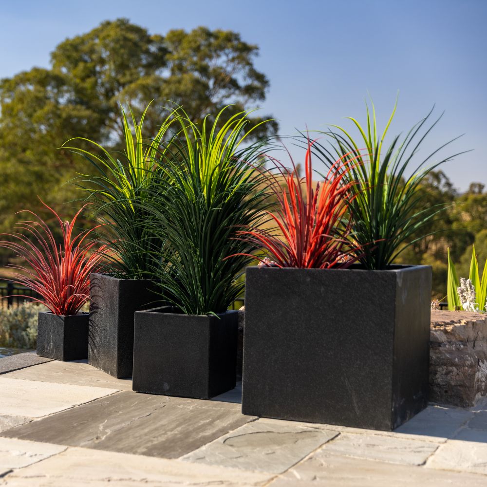 Modern Black Square Pots in Melbourne Large Planter Pots Set with Luxury Finish