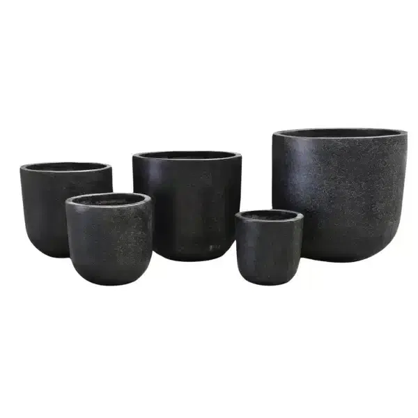 Modern Black Rounded Terrazzo Planters – Set of 5 – Bulk Savings