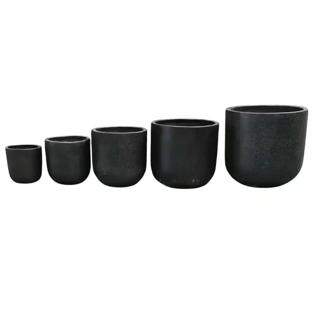 Round Terrazzo Planters Black Round Planters and Pots Melbourne Set