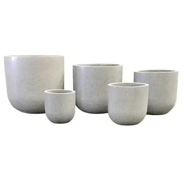 Modern Grey Rounded Terrazzo Planters - Set of 5 - Bulk Savings