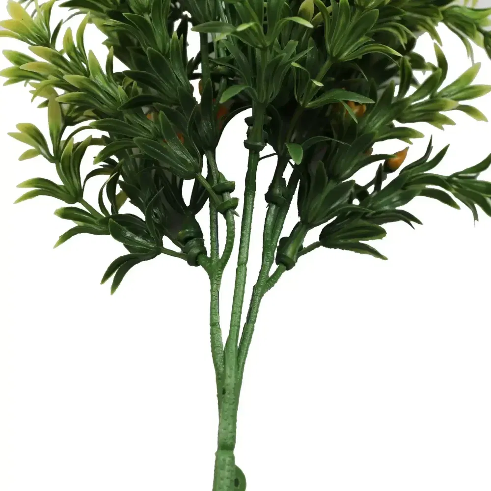 Artificial Dwarf Japanese Golden Yew UV Resistant 27cm Side View Stem