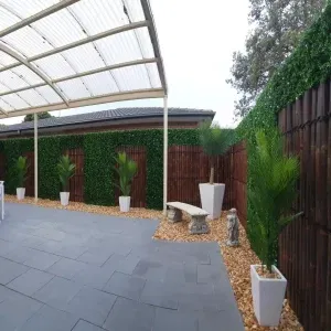 After Installation: Transforming an Outdoor Space with an Artificial Vertical Garden Luxury Flowering Buxus PanelsTEST