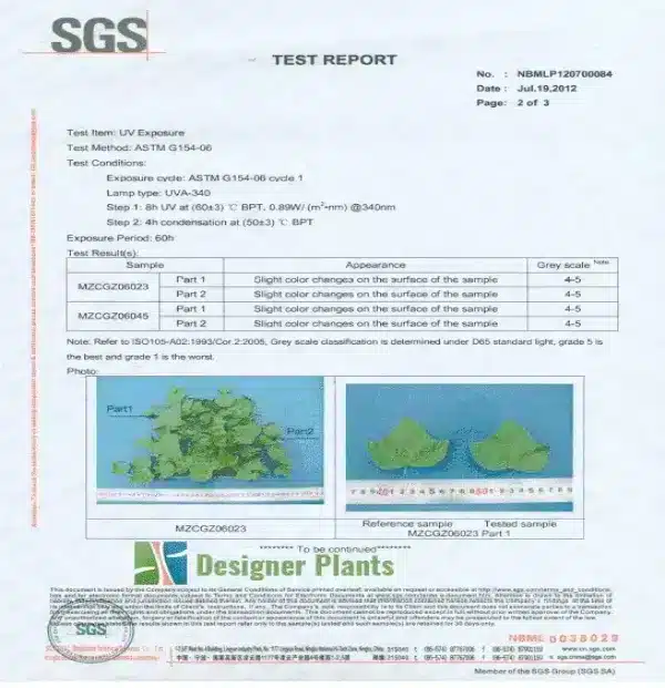 UV-resistance certificate for our products