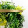 Gold Framed Roof Hanging Disc With Tropical Foliage Mix and Draping Stems 60cm UV Resistant Faux Plants