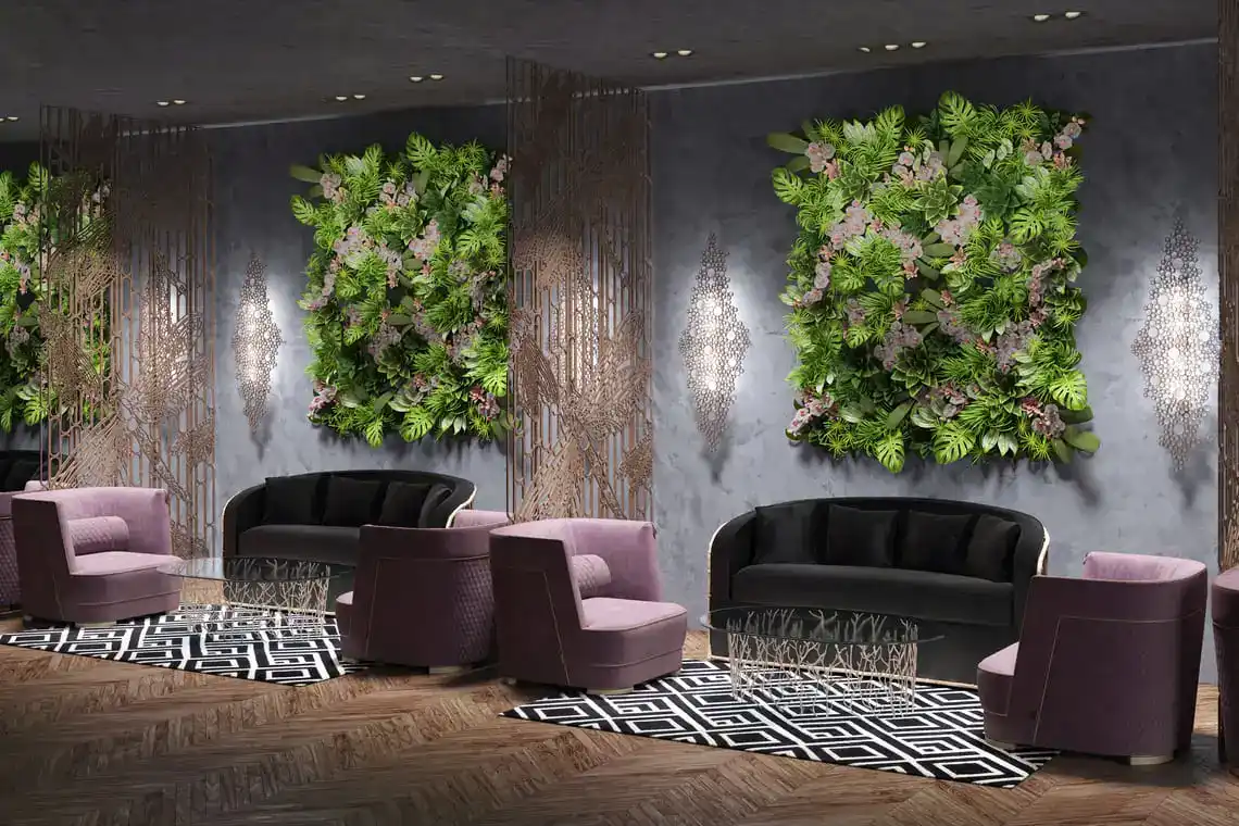 luxury hotel with artificial vertical garden