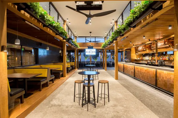 albion bar decorated with artificial plants by designer plants