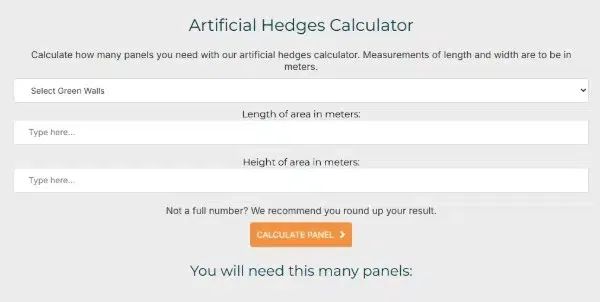 artificial hedges calculator designer plants