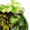Black Framed Roof Hanging Disc With Bright Tropical Foliage Mix and Draping Ferns 40cm UV Resistant Close Up