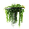 Black Framed Roof Hanging Disc With Draping Life Like Ferns and Plants 80cm UV Resistant 2
