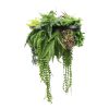Black Framed Roof Hanging Disc With Tropical Folaige Mix and Draping Stems 60cm UV Resistant
